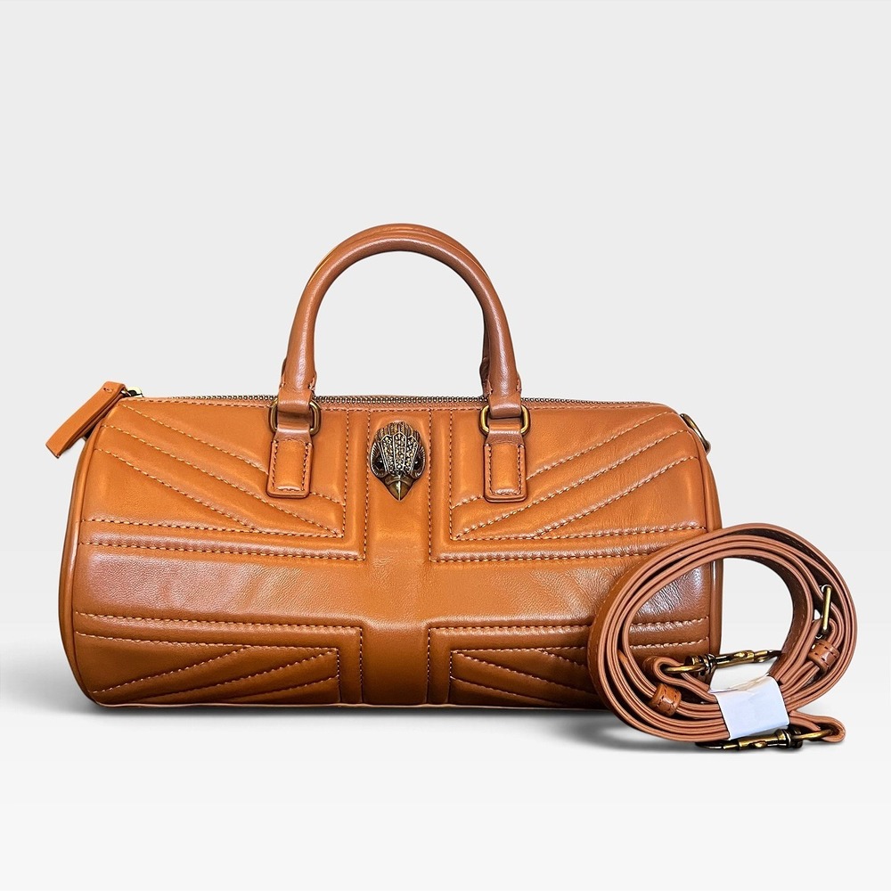 Kurt Geiger London Tan Leather Union Jack Quilted Kensington Duffle Bag Eagle